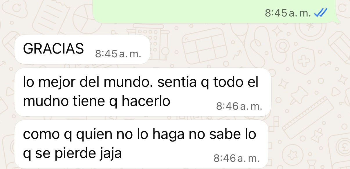 Testimonio WhatsApp